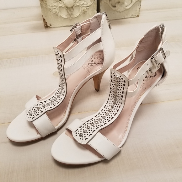 Vince Camuto Mayler Bone Leather Sandals 7 T Strap - Picture 4 of 8